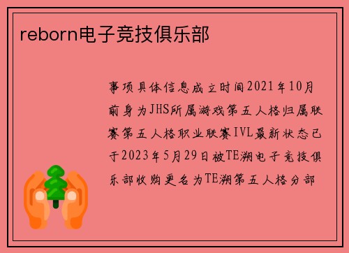 reborn电子竞技俱乐部